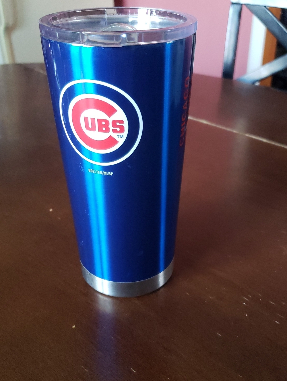 Chicago Cubs Blue Insulated Travel Tumbler with Clear Lid